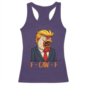 Funny F Caw F Chicken Trump Meme Racerback Tank Top Rooster Subtle Political Satire Parody TS02 Purple Print Your Wear