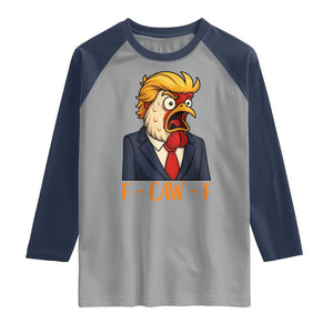 Funny F Caw F Chicken Trump Meme Raglan Shirt Rooster Subtle Political Satire Parody TS02 Sport Gray Navy Print Your Wear