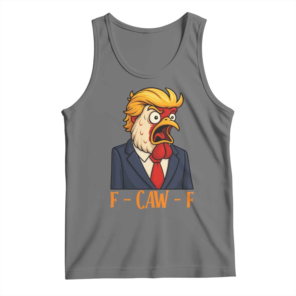 Funny F Caw F Chicken Trump Meme Tank Top Rooster Subtle Political Satire Parody TS02 Black Heather Print Your Wear