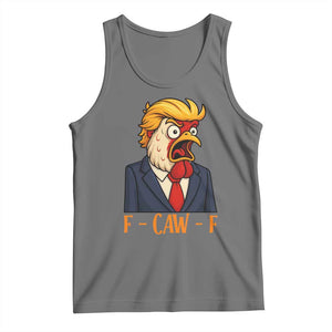 Funny F Caw F Chicken Trump Meme Tank Top Rooster Subtle Political Satire Parody TS02 Black Heather Print Your Wear