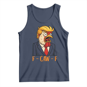 Funny F Caw F Chicken Trump Meme Tank Top Rooster Subtle Political Satire Parody TS02 Navy Print Your Wear