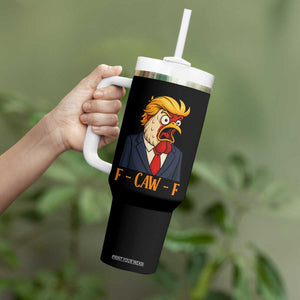Funny F Caw F Chicken Trump Meme Tumbler With Handle Rooster Subtle Political Satire Parody TS02 Print Your Wear