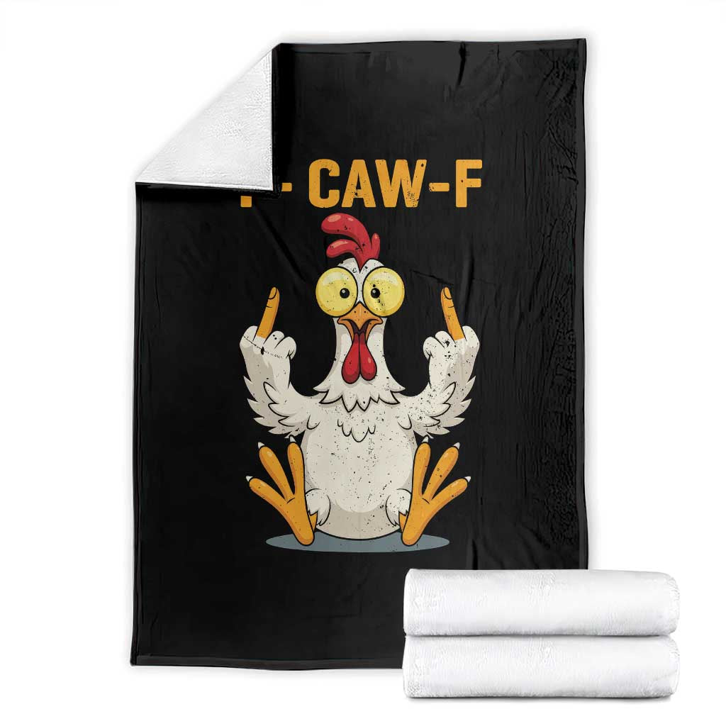 Funny F Caw F Sarcastic Chicken Meme Throw Blanket Middle Finger Offensive Humor TS02 Black Print Your Wear