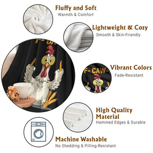 Funny F Caw F Sarcastic Chicken Meme Throw Blanket Middle Finger Offensive Humor TS02 Print Your Wear