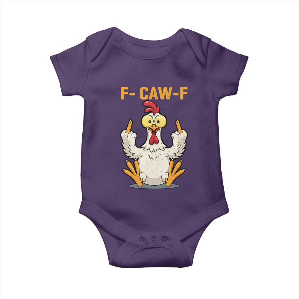 Funny F Caw F Sarcastic Chicken Meme Baby Onesie Middle Finger Offensive Humor TS02 Purple Print Your Wear