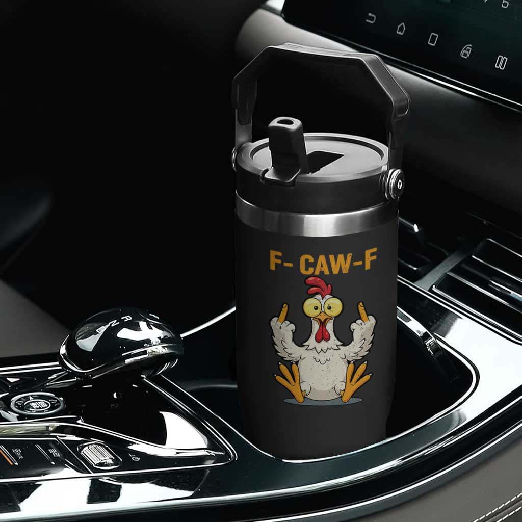 Funny F Caw F Sarcastic Chicken Meme Flip Straw Tumbler Middle Finger Offensive Humor TS02 Print Your Wear