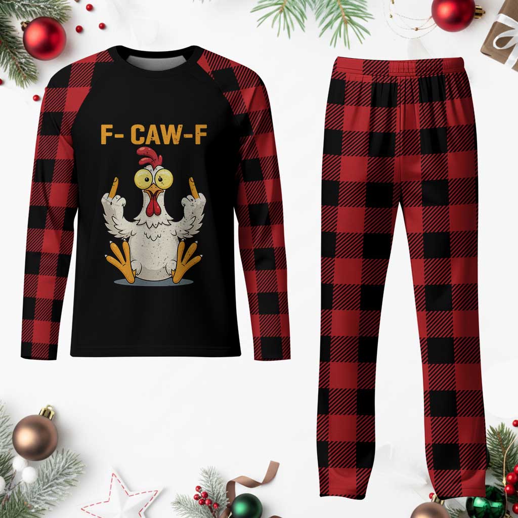 Funny F Caw F Sarcastic Chicken Meme Plaid Pajama Set Middle Finger Offensive Humor TS02 Buffalo Plaid Print Your Wear