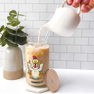 Funny F Caw F Sarcastic Chicken Meme Glass Can Middle Finger Offensive Humor TS02 Print Your Wear