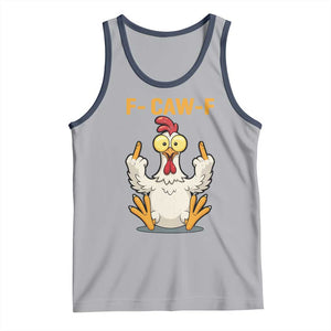 Funny F Caw F Sarcastic Chicken Meme Tank Top Middle Finger Offensive Humor TS02 Athletic Heather Navy Print Your Wear