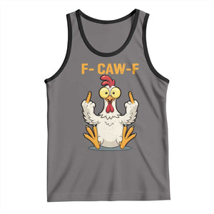 Funny F Caw F Sarcastic Chicken Meme Tank Top Middle Finger Offensive Humor TS02 Deep Heather Black Print Your Wear