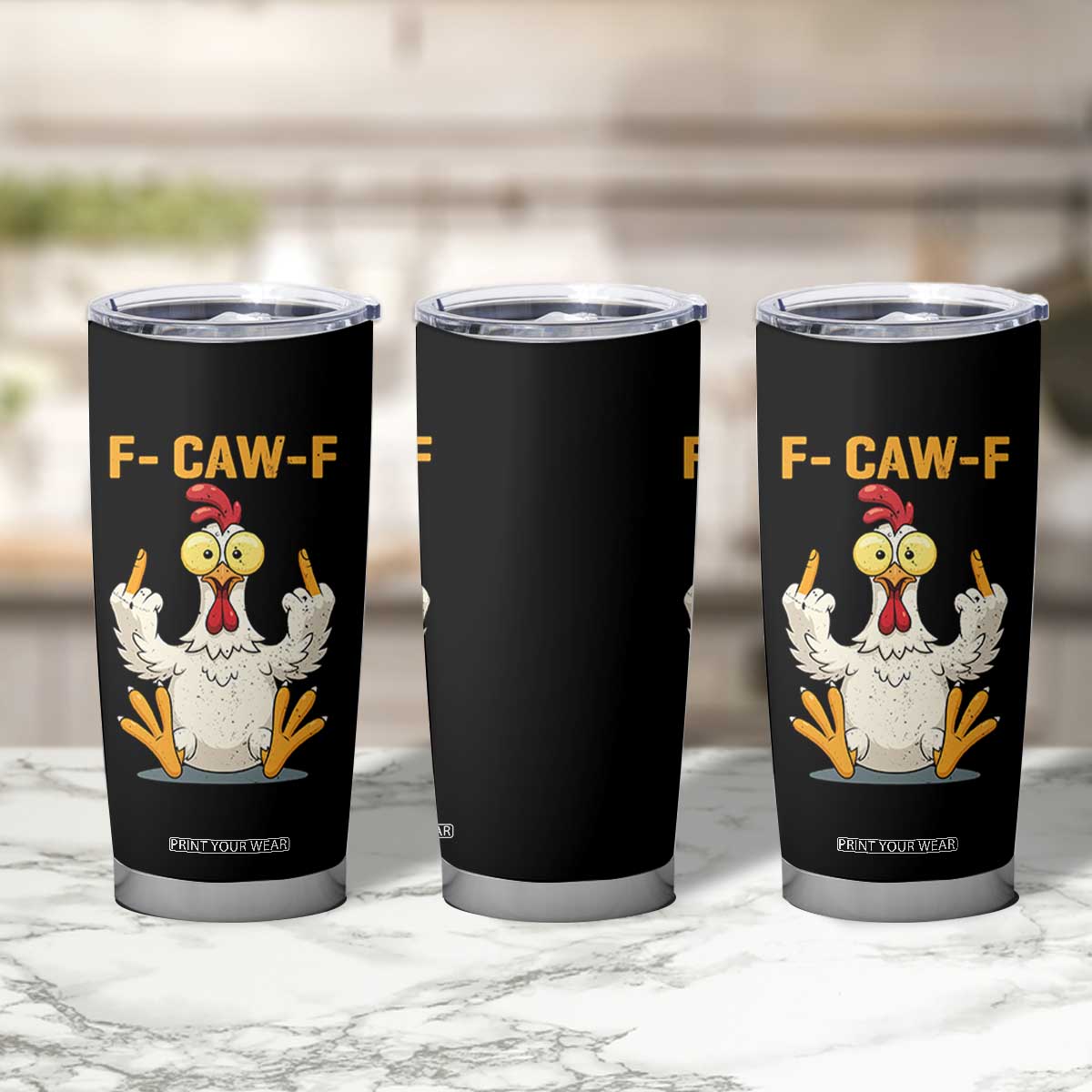 Funny F Caw F Sarcastic Chicken Meme Tumbler Cup Middle Finger Offensive Humor TS02 Print Your Wear