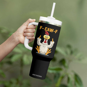 Funny F Caw F Sarcastic Chicken Meme Tumbler With Handle Middle Finger Offensive Humor TS02 Print Your Wear