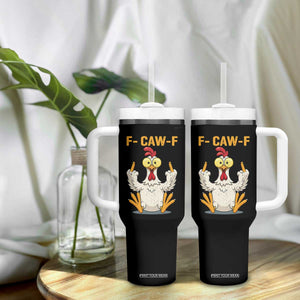 Funny F Caw F Sarcastic Chicken Meme Tumbler With Handle Middle Finger Offensive Humor TS02 Print Your Wear