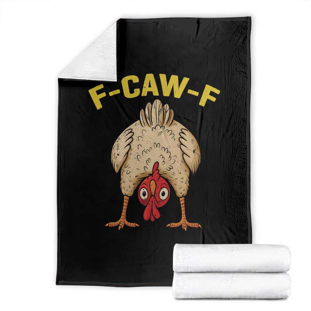 Funny F Caw F Bending Over Chicken Meme Throw Blanket Upside Down Head Poultry Humor TS02 Black Print Your Wear