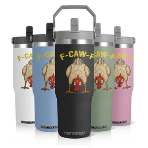Funny F Caw F Bending Over Chicken Meme Flip Straw Tumbler Upside Down Head Poultry Humor TS02 Print Your Wear