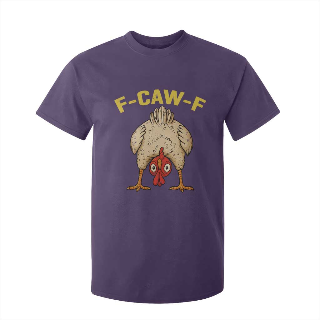 Funny F Caw F Bending Over Chicken Meme T Shirt For Kid Upside Down Head Poultry Humor TS02 Purple Print Your Wear