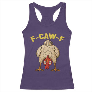 Funny F Caw F Bending Over Chicken Meme Racerback Tank Top Upside Down Head Poultry Humor TS02 Purple Print Your Wear