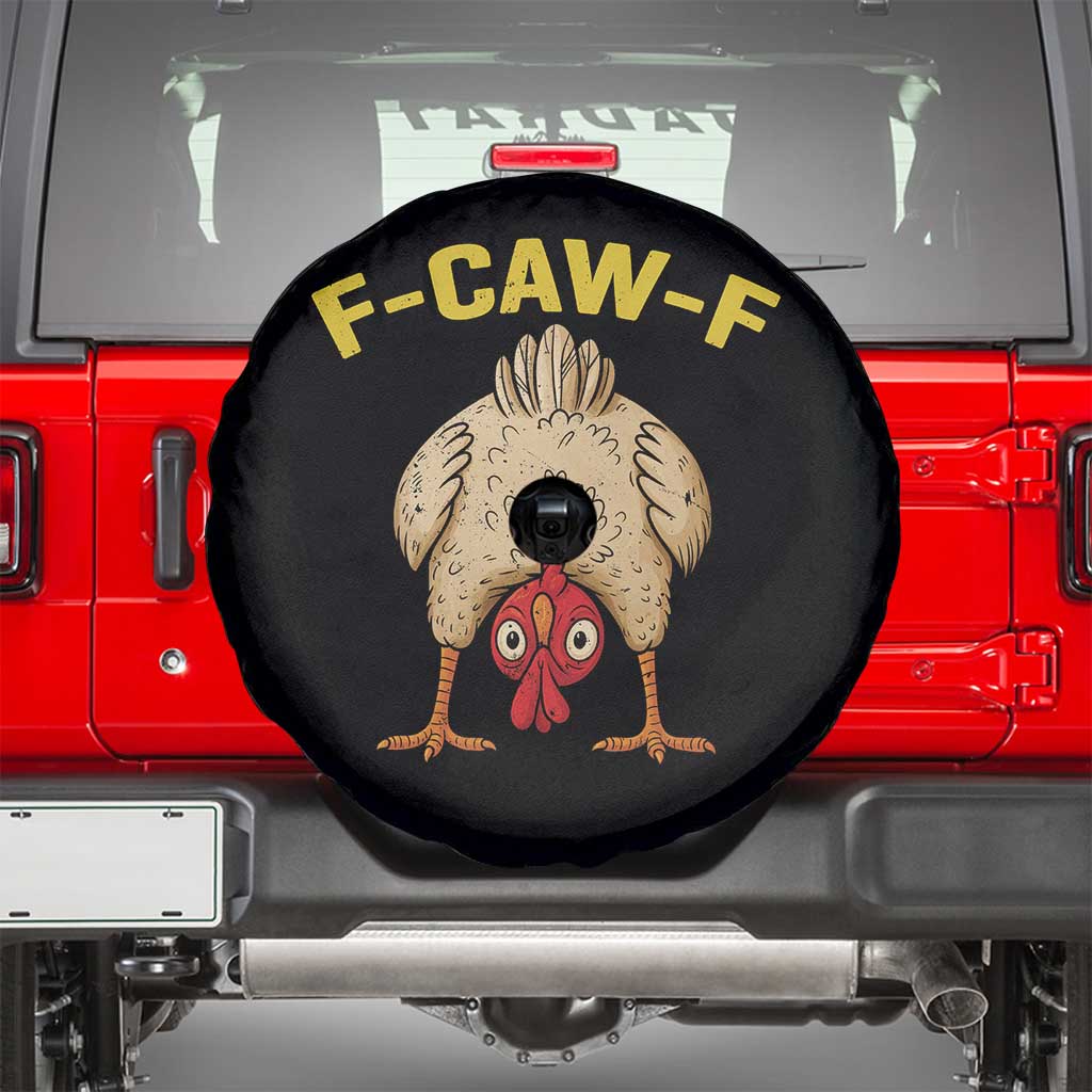 Funny F Caw F Bending Over Chicken Meme Spare Tire Cover Upside Down Head Poultry Humor TS02 Black Print Your Wear