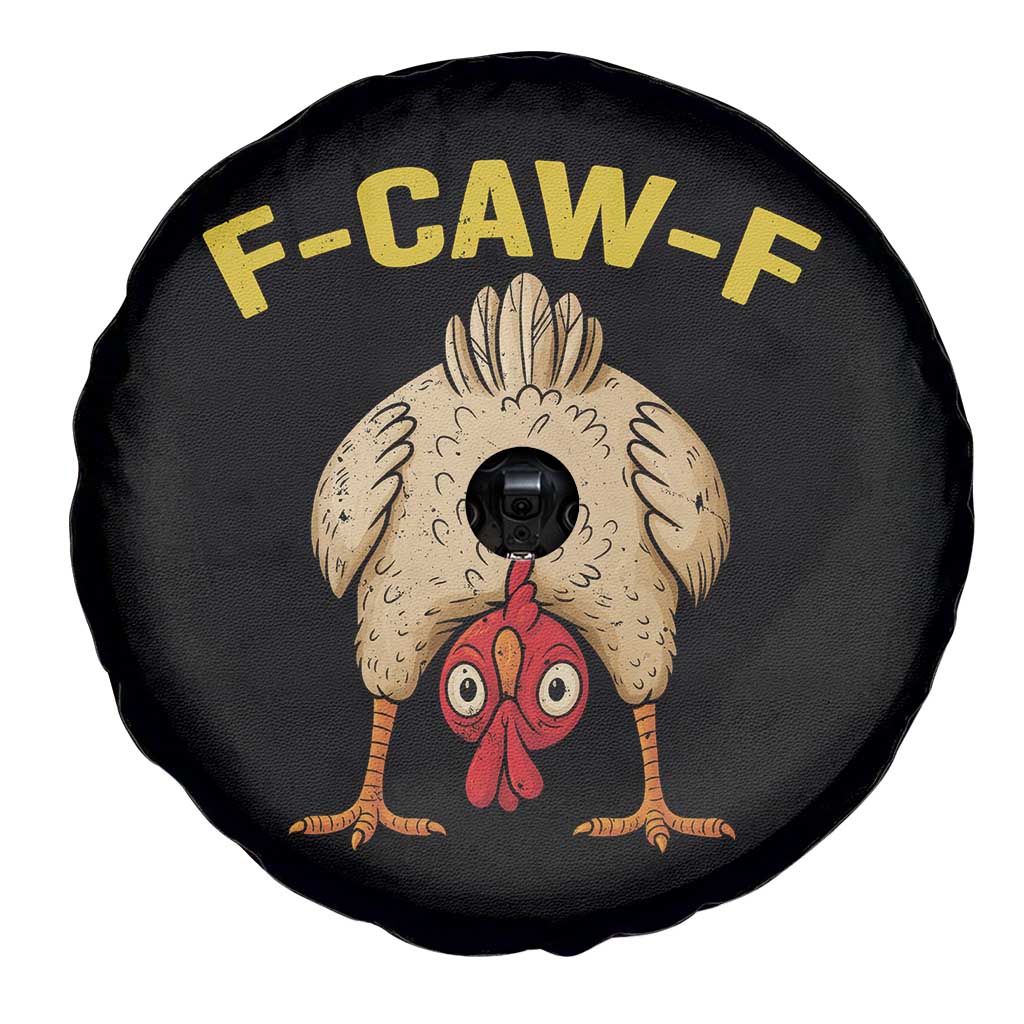 Funny F Caw F Bending Over Chicken Meme Spare Tire Cover Upside Down Head Poultry Humor TS02 Print Your Wear