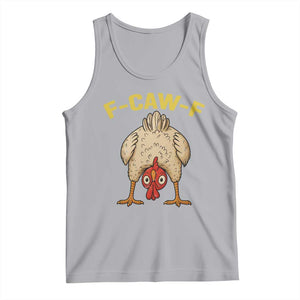 Funny F Caw F Bending Over Chicken Meme Tank Top Upside Down Head Poultry Humor TS02 Athletic Heather Print Your Wear