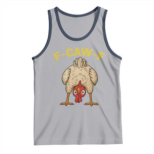 Funny F Caw F Bending Over Chicken Meme Tank Top Upside Down Head Poultry Humor TS02 Athletic Heather Navy Print Your Wear