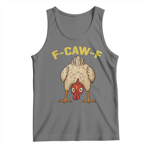 Funny F Caw F Bending Over Chicken Meme Tank Top Upside Down Head Poultry Humor TS02 Black Heather Print Your Wear