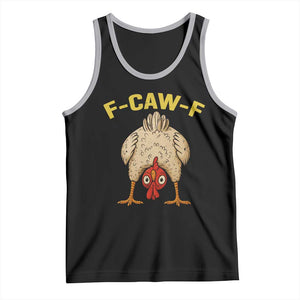 Funny F Caw F Bending Over Chicken Meme Tank Top Upside Down Head Poultry Humor TS02 Black Athletic Heather Print Your Wear