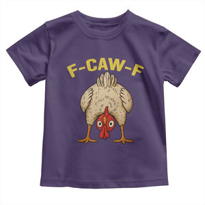 Funny F Caw F Bending Over Chicken Meme Toddler T Shirt Upside Down Head Poultry Humor TS02 Purple Print Your Wear
