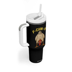 Funny F Caw F Bending Over Chicken Meme Tumbler With Handle Upside Down Head Poultry Humor TS02 Print Your Wear