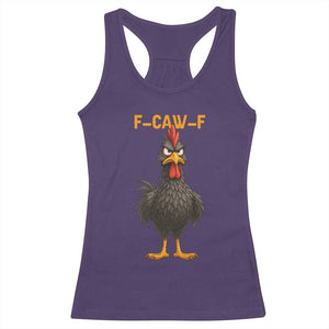 Funny F Caw F Grumpy Black Chicken Graphic Racerback Tank Top Moody Bird Meme for Sarcastic Animal Lovers TS02 Purple Print Your Wear