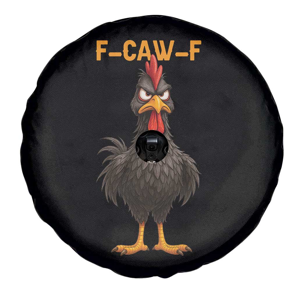 Funny F Caw F Grumpy Black Chicken Graphic Spare Tire Cover Moody Bird Meme for Sarcastic Animal Lovers TS02 Print Your Wear