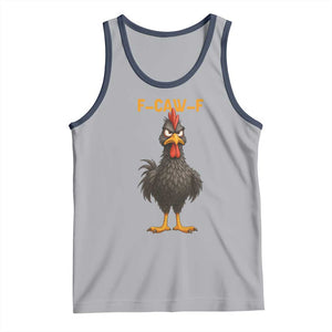 Funny F Caw F Grumpy Black Chicken Graphic Tank Top Moody Bird Meme for Sarcastic Animal Lovers TS02 Athletic Heather Navy Print Your Wear
