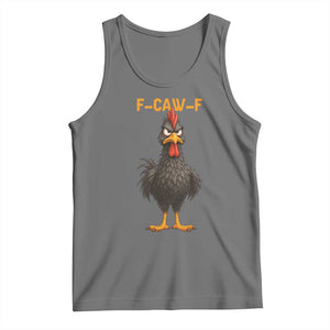 Funny F Caw F Grumpy Black Chicken Graphic Tank Top Moody Bird Meme for Sarcastic Animal Lovers TS02 Black Heather Print Your Wear