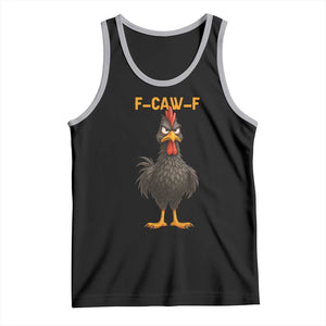 Funny F Caw F Grumpy Black Chicken Graphic Tank Top Moody Bird Meme for Sarcastic Animal Lovers TS02 Black Athletic Heather Print Your Wear