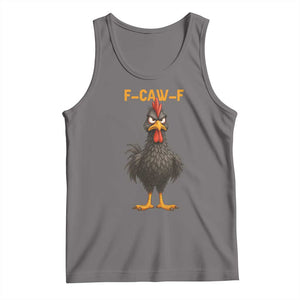 Funny F Caw F Grumpy Black Chicken Graphic Tank Top Moody Bird Meme for Sarcastic Animal Lovers TS02 Deep Heather Print Your Wear