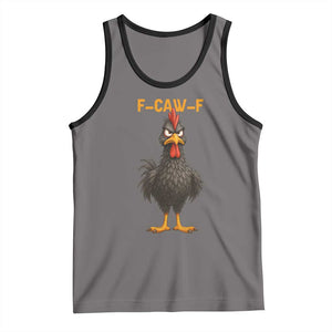 Funny F Caw F Grumpy Black Chicken Graphic Tank Top Moody Bird Meme for Sarcastic Animal Lovers TS02 Deep Heather Black Print Your Wear