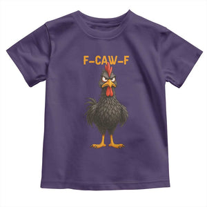 Funny F Caw F Grumpy Black Chicken Graphic Toddler T Shirt Moody Bird Meme for Sarcastic Animal Lovers TS02 Purple Print Your Wear