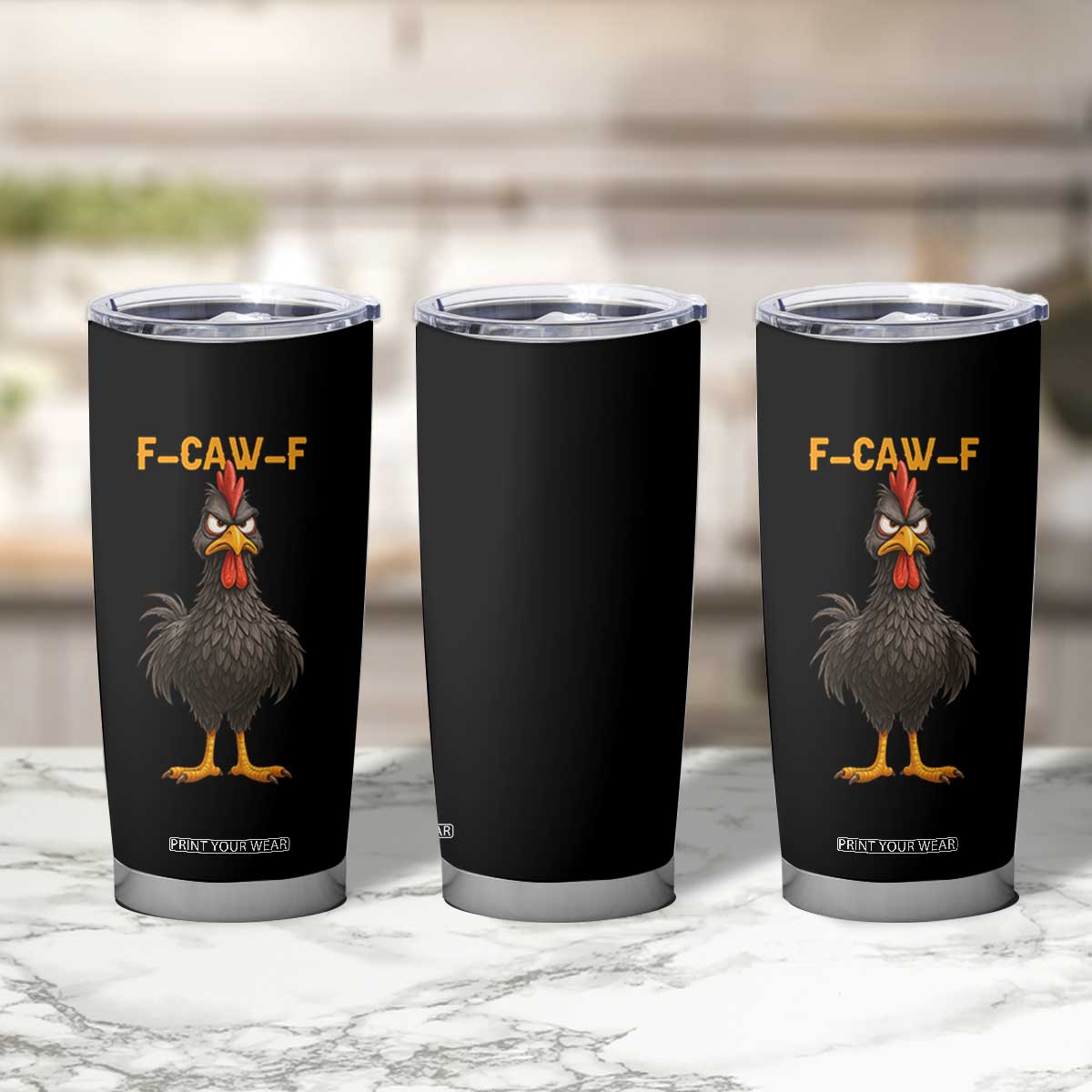 Funny F Caw F Grumpy Black Chicken Graphic Tumbler Cup Moody Bird Meme for Sarcastic Animal Lovers TS02 Print Your Wear