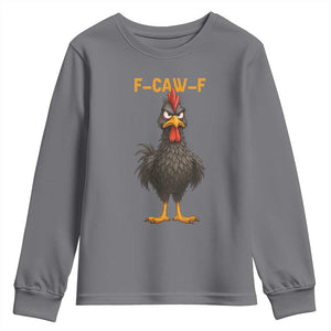 Funny F Caw F Grumpy Black Chicken Graphic Youth Sweatshirt Moody Bird Meme for Sarcastic Animal Lovers TS02 Charcoal Print Your Wear