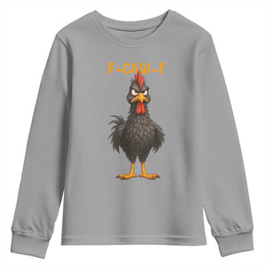 Funny F Caw F Grumpy Black Chicken Graphic Youth Sweatshirt Moody Bird Meme for Sarcastic Animal Lovers TS02 Sport Gray Print Your Wear
