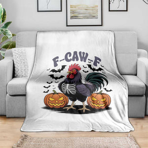 F Caw F Halloween Chicken Skeleton Throw Blanket Spooky Funny Rooster Meme TS02 Print Your Wear