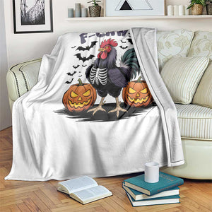 F Caw F Halloween Chicken Skeleton Throw Blanket Spooky Funny Rooster Meme TS02 Print Your Wear