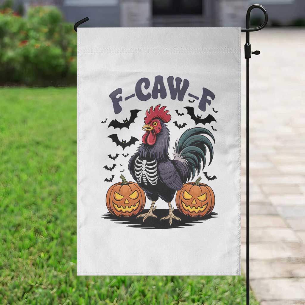 F Caw F Halloween Chicken Skeleton Garden Flag Spooky Funny Rooster Meme TS02 Print Your Wear