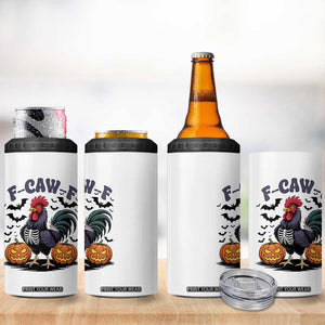 F Caw F Halloween Chicken Skeleton 4 in 1 Can Cooler Tumbler Spooky Funny Rooster Meme TS02 Print Your Wear