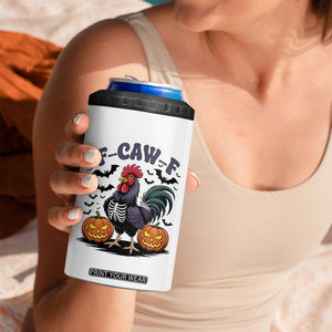 F Caw F Halloween Chicken Skeleton 4 in 1 Can Cooler Tumbler Spooky Funny Rooster Meme TS02 Print Your Wear