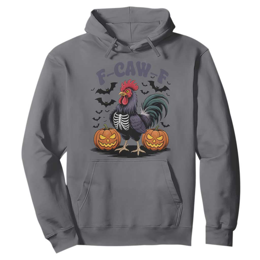 F Caw F Halloween Chicken Skeleton Hoodie Spooky Funny Rooster Meme TS02 Charcoal Print Your Wear