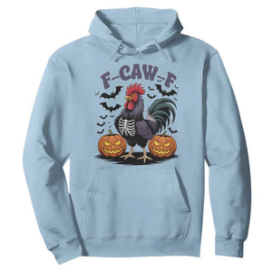 F Caw F Halloween Chicken Skeleton Hoodie Spooky Funny Rooster Meme TS02 Light Blue Print Your Wear