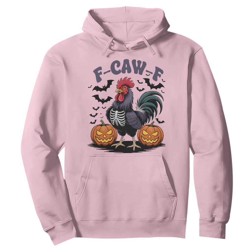 F Caw F Halloween Chicken Skeleton Hoodie Spooky Funny Rooster Meme TS02 Light Pink Print Your Wear