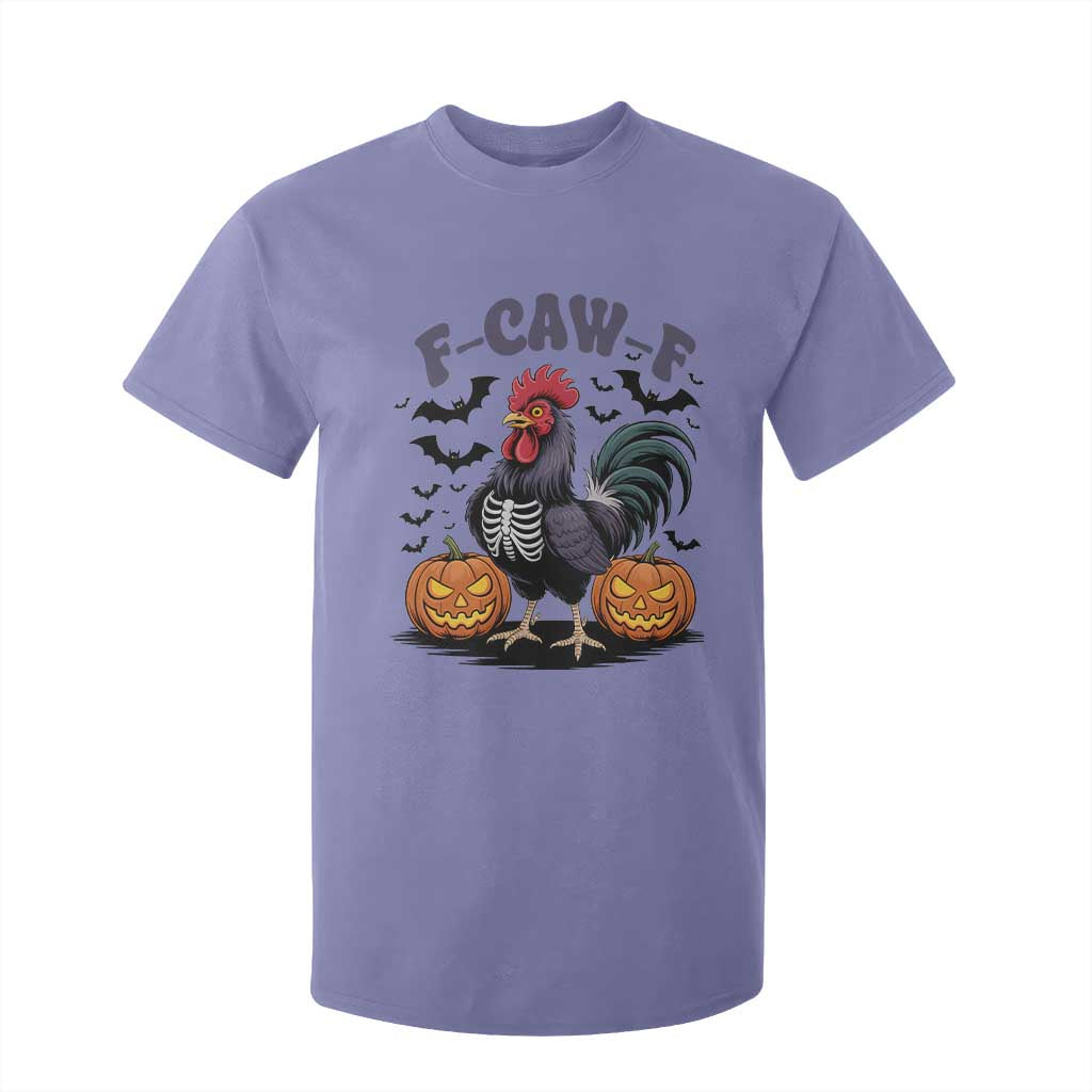 F Caw F Halloween Chicken Skeleton T Shirt For Kid Spooky Funny Rooster Meme TS02 Violet Print Your Wear
