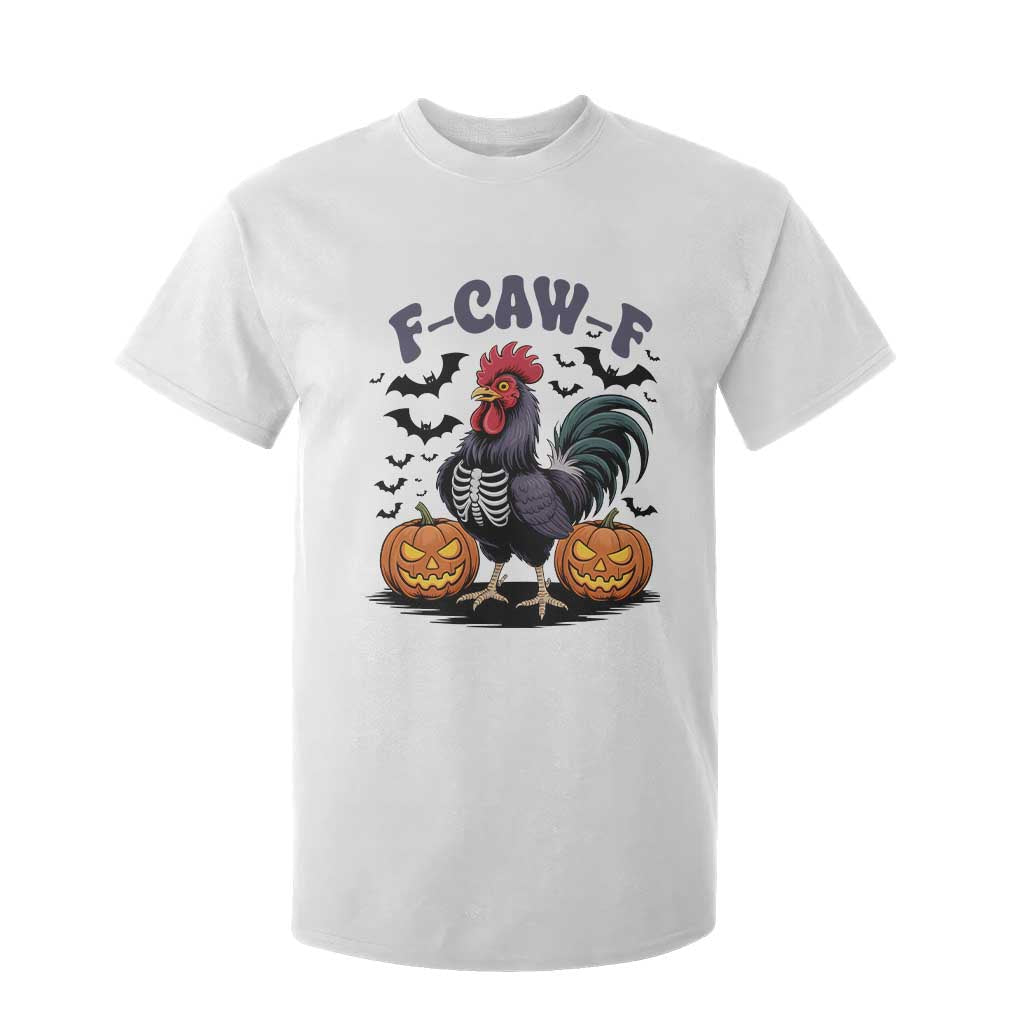 F Caw F Halloween Chicken Skeleton T Shirt For Kid Spooky Funny Rooster Meme TS02 White Print Your Wear